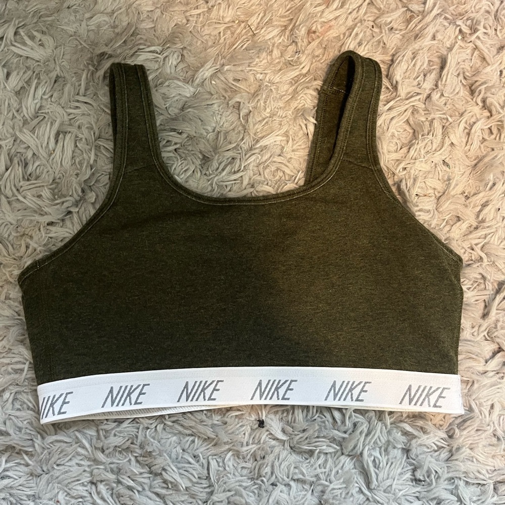 Nike Dark Green Sports Bra with White Band